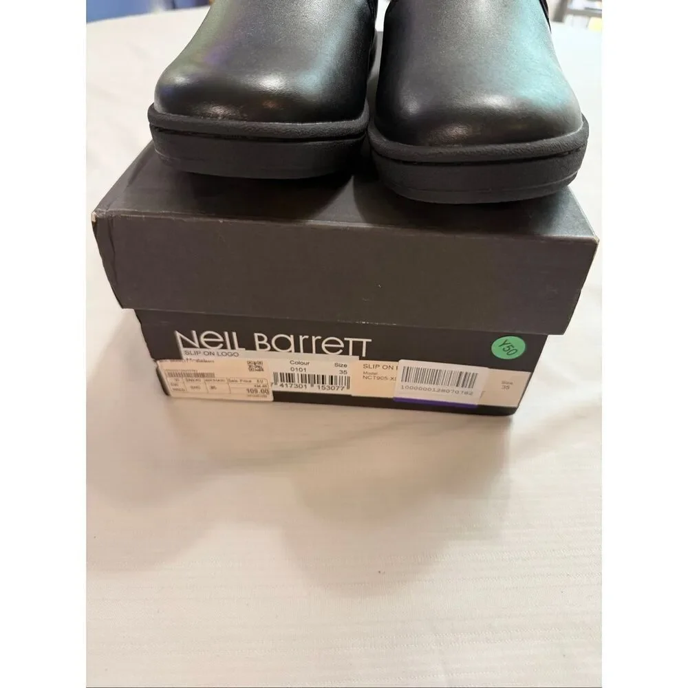 NEW Neil Barrett Leather Slip-On Sneakers Unisex Black Size EU 35 US 5 NIB
